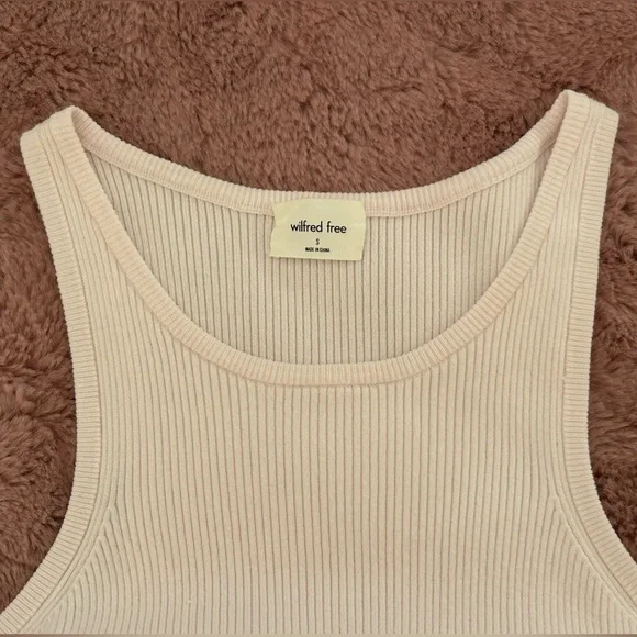 Wilfred Pale Pink Ribbed Cutout Tank Midi Dress - Picture 4 of 6